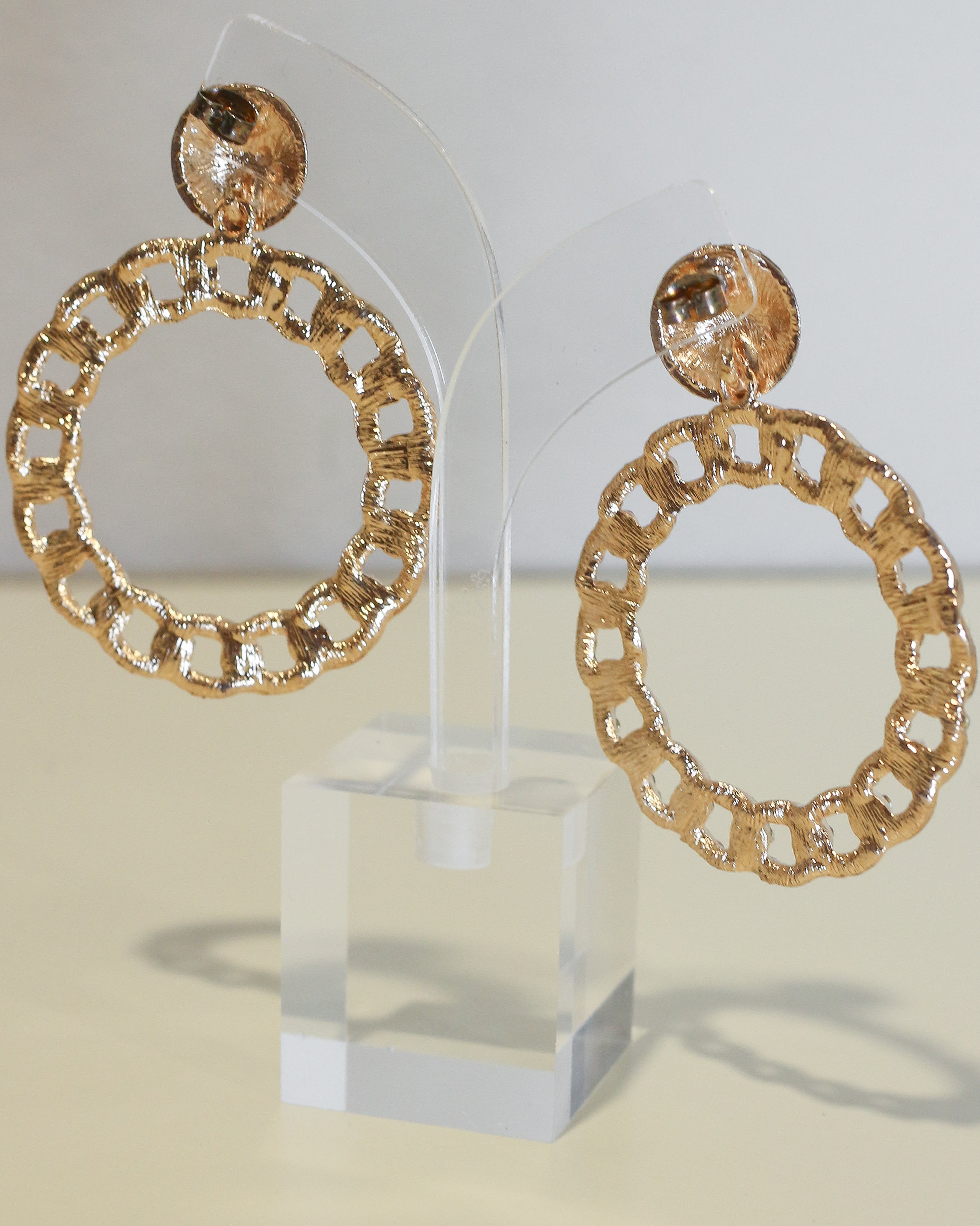 Round Rhinestone Chain Drop Earrings